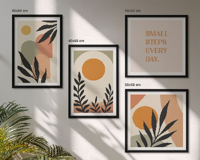 Ensemble de 4 tableaux Motifs végétaux abstraits