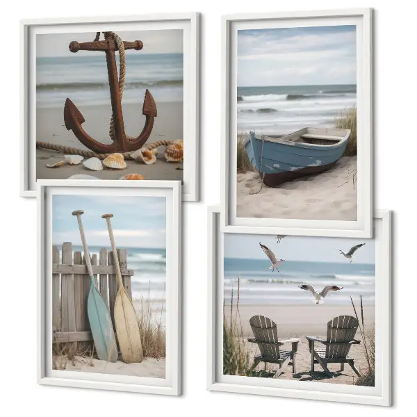 Mur de tableaux plages d'été et paysage marin