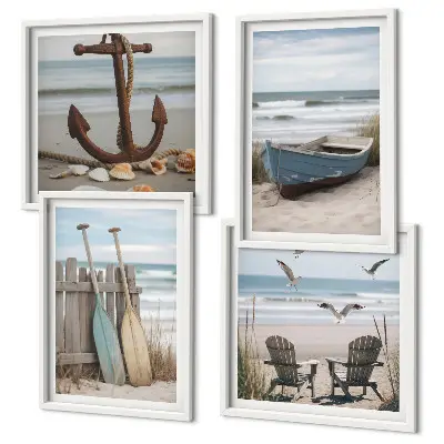 Mur de tableaux plages d'été et paysage marin
