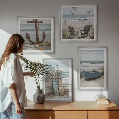 Mur de tableaux plages d'été et paysage marin