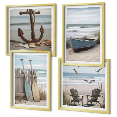 Mur de tableaux plages d'été et paysage marin
