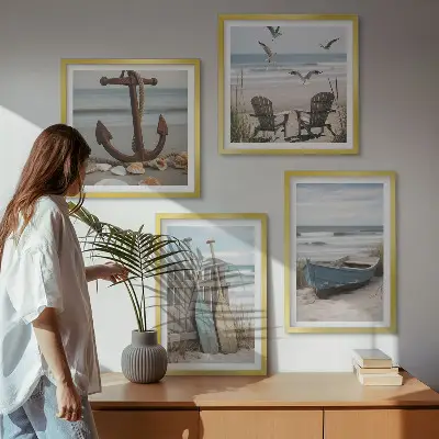 Mur de tableaux plages d'été et paysage marin