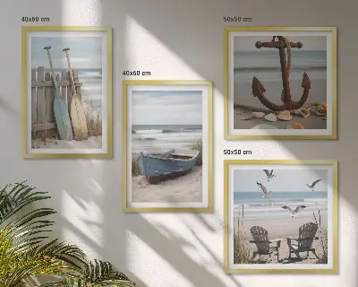 Mur de tableaux plages d'été et paysage marin