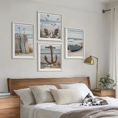 Mur de tableaux plages d'été et paysage marin