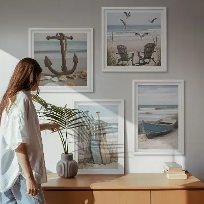 Mur de tableaux plages d'été et paysage marin