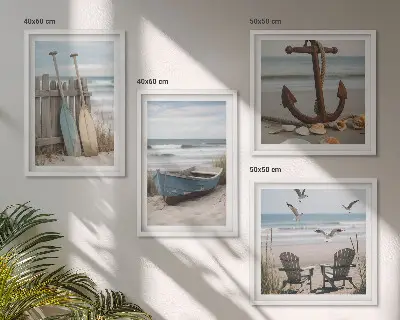 Mur de tableaux plages d'été et paysage marin