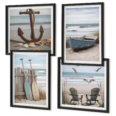 Mur de tableaux plages d'été et paysage marin