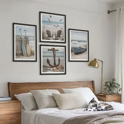 Mur de tableaux plages d'été et paysage marin