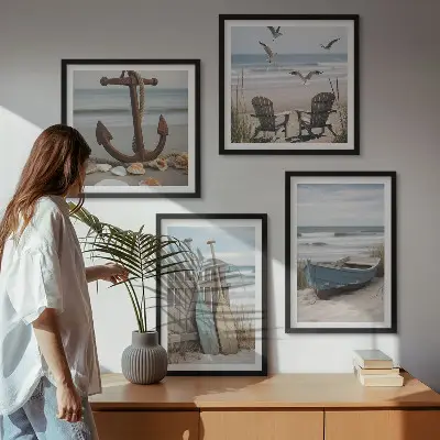 Mur de tableaux plages d'été et paysage marin