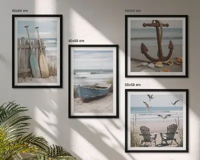 Mur de tableaux plages d'été et paysage marin