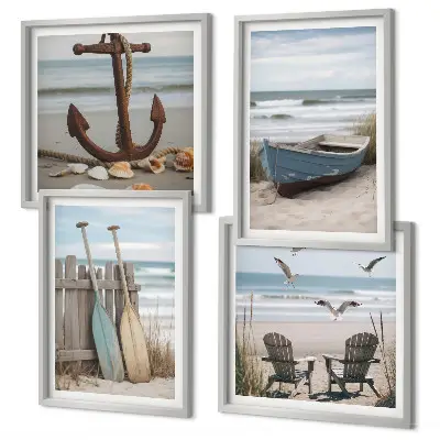 Mur de tableaux plages d'été et paysage marin