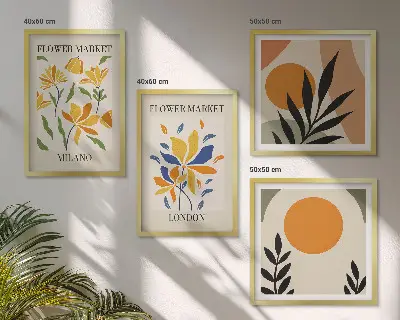 Affiches florales Paris Milan polyptyque de 2 cadres