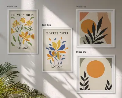 Affiches florales Paris Milan polyptyque de 2 cadres