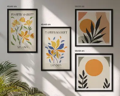 Affiches florales Paris Milan polyptyque de 2 cadres