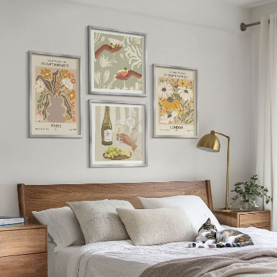 Ensemble de 4 tableaux Motifs floraux des villes européennes