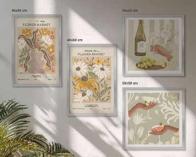 Ensemble de 4 tableaux Motifs floraux des villes européennes