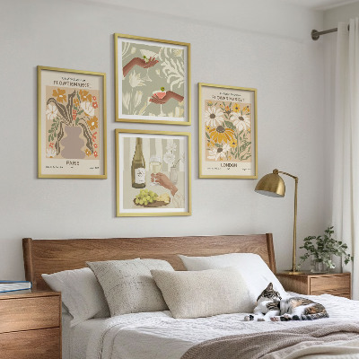 Ensemble de 4 tableaux Motifs floraux des villes européennes