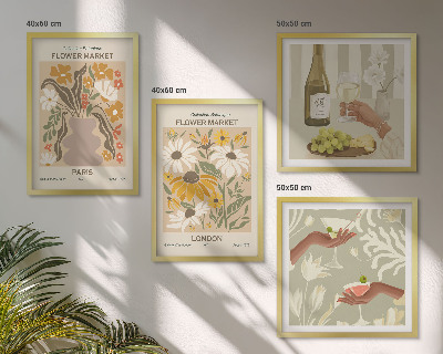 Ensemble de 4 tableaux Motifs floraux des villes européennes