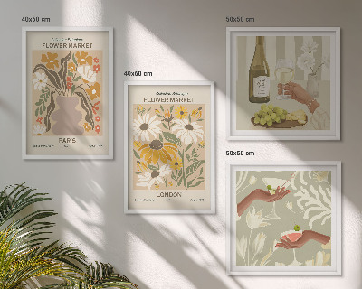 Ensemble de 4 tableaux Motifs floraux des villes européennes