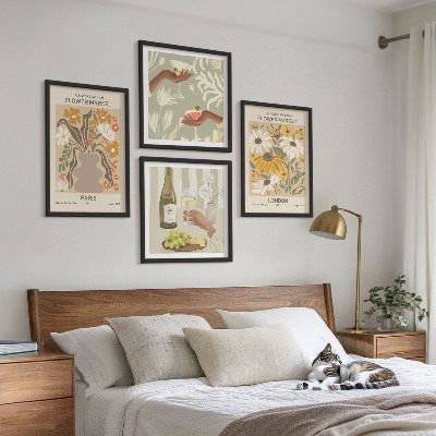 Ensemble de 4 tableaux Motifs floraux des villes européennes