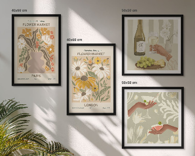 Ensemble de 4 tableaux Motifs floraux des villes européennes