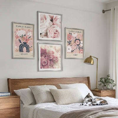Mur de tableaux Motifs floraux roses paris