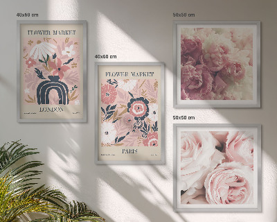 Mur de tableaux Motifs floraux roses paris