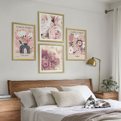 Mur de tableaux Motifs floraux roses paris