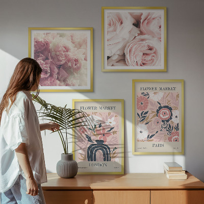Mur de tableaux Motifs floraux roses paris