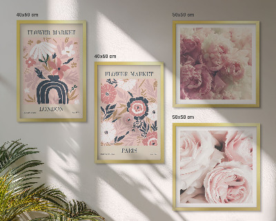Mur de tableaux Motifs floraux roses paris