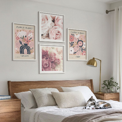 Mur de tableaux Motifs floraux roses paris