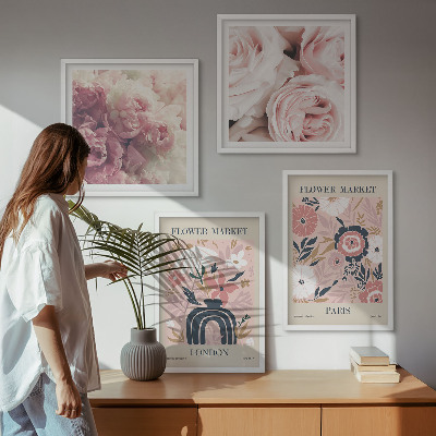 Mur de tableaux Motifs floraux roses paris