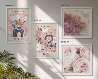 Mur de tableaux Motifs floraux roses paris