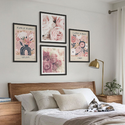 Mur de tableaux Motifs floraux roses paris