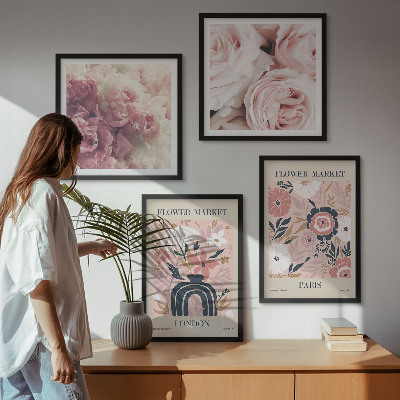 Mur de tableaux Motifs floraux roses paris