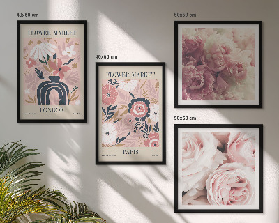 Mur de tableaux Motifs floraux roses paris