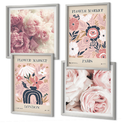 Mur de tableaux Motifs floraux roses paris