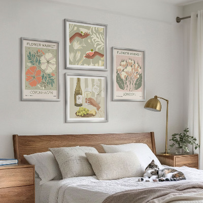 Polyptyque z cadres Affiches florales ville du vin