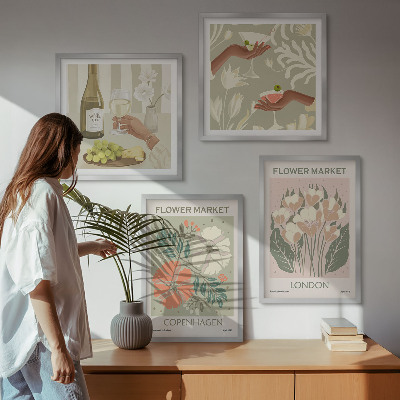 Polyptyque z cadres Affiches florales ville du vin