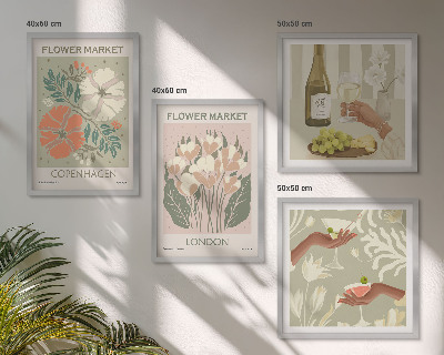 Polyptyque z cadres Affiches florales ville du vin