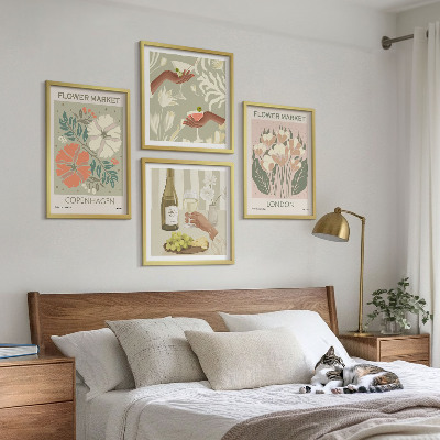 Polyptyque z cadres Affiches florales ville du vin