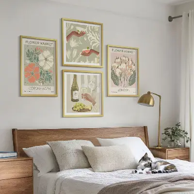 Affiches florales ville du vin polyptyque de 2 cadres