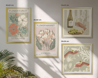 Polyptyque z cadres Affiches florales ville du vin