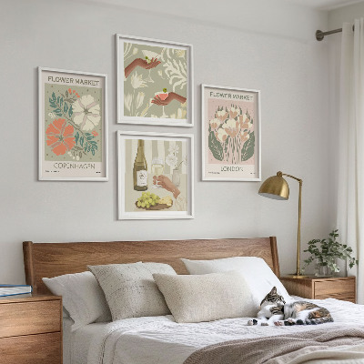 Polyptyque z cadres Affiches florales ville du vin