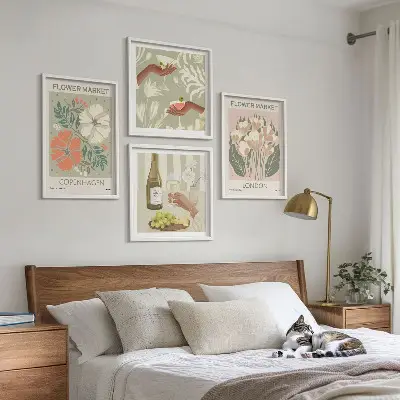 Affiches florales ville du vin polyptyque de 2 cadres