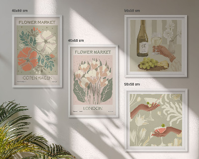 Polyptyque z cadres Affiches florales ville du vin