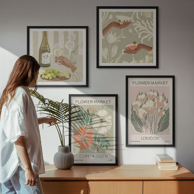 Polyptyque z cadres Affiches florales ville du vin