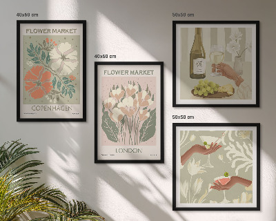 Polyptyque z cadres Affiches florales ville du vin