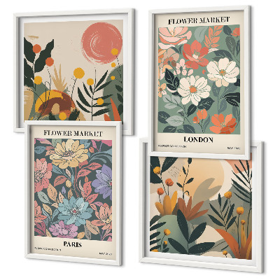 Ensemble de 4 tableaux Affiches florales paris londres