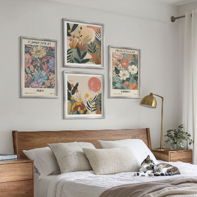 Ensemble de 4 tableaux Affiches florales paris londres